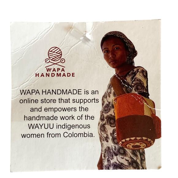 Wapa Handmade Looped Yarn Tapestry Bag Bright Floral Cacutus Bird Motif Tassels - Picture 8 of 8